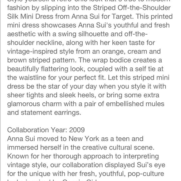 NWT Anna Sui for Target Silk Off-The-Shoulder👗 - Picture 7 of 8